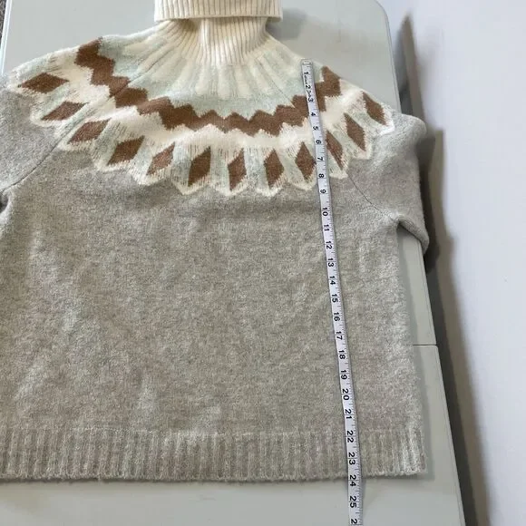 J. Crew Women’s Fair Isle Turtleneck  Sweater L Wool Alpaca Blend Cozy Soft - Picture 10 of 11